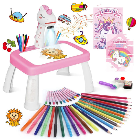 '3-in-1 Giraffe LED Projector Drawing Table for Kids