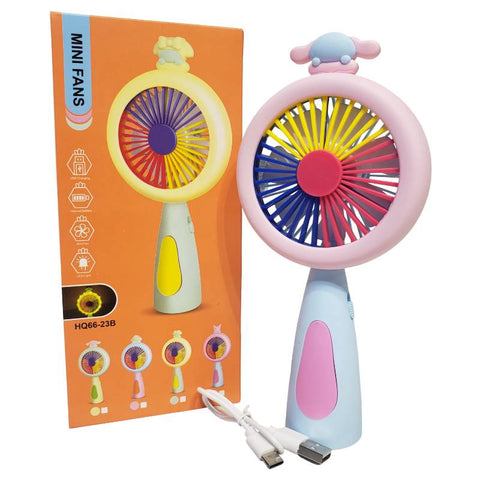 ''Portable Chargeable Hand Held Fan With Ring Light
