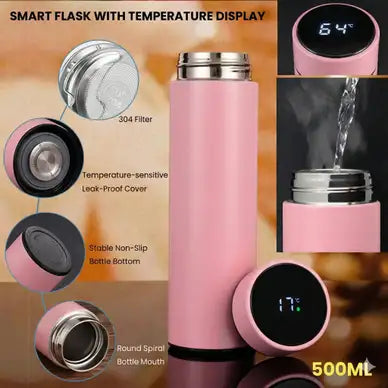 '500ML Smart Thermos Water Bottle Led Digital Temperature Display Stainless Steel Bottle