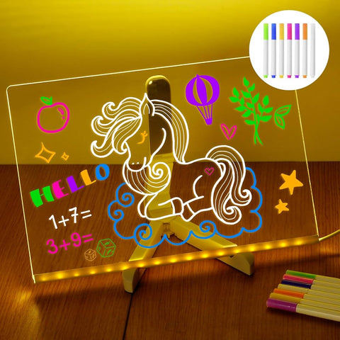 Acrylic LED Board With Colorful Night Light & 7 Neon Pens