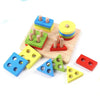 4 Coloumn Wooden Blocks Geometry Shapes Matching