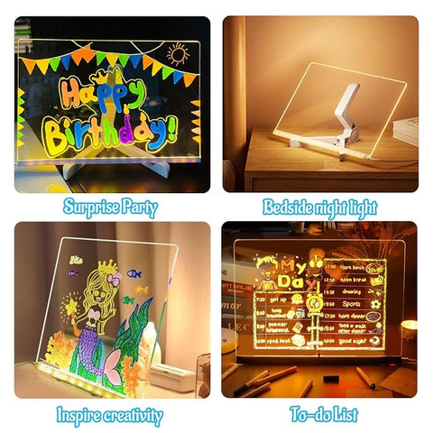 Acrylic LED Board With Colorful Night Light & 7 Neon Pens