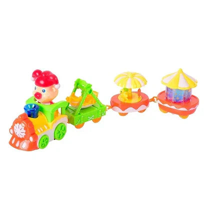Cartoon Circus Train Toy Set for Kids with Track, Lights & Musical