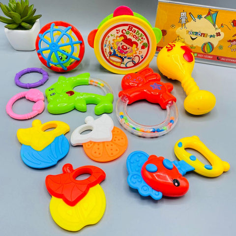 Colorful 12 Pieces Baby Rattles Set