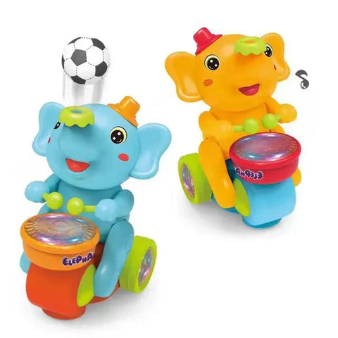 Elephant Musician Toy with Music, Flashing Lights & Drum Play