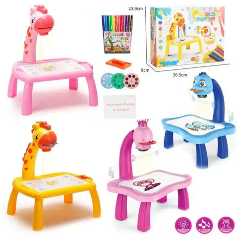 '3-in-1 Giraffe LED Projector Drawing Table for Kids