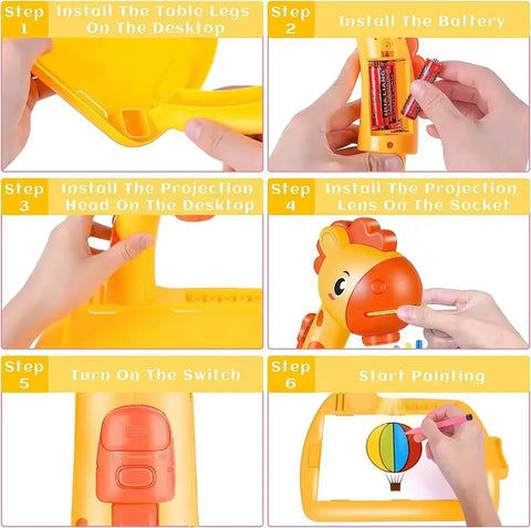 '3-in-1 Giraffe LED Projector Drawing Table for Kids