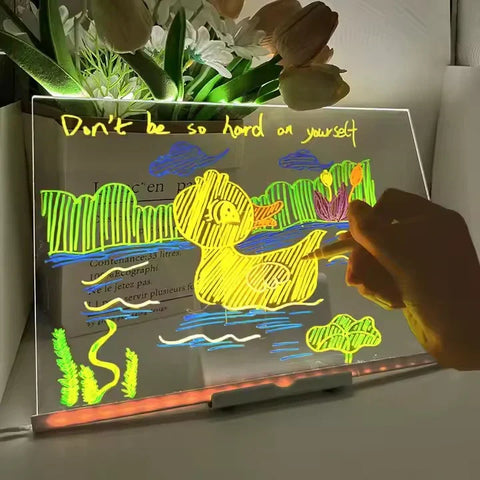 Acrylic LED Board With Colorful Night Light & 7 Neon Pens