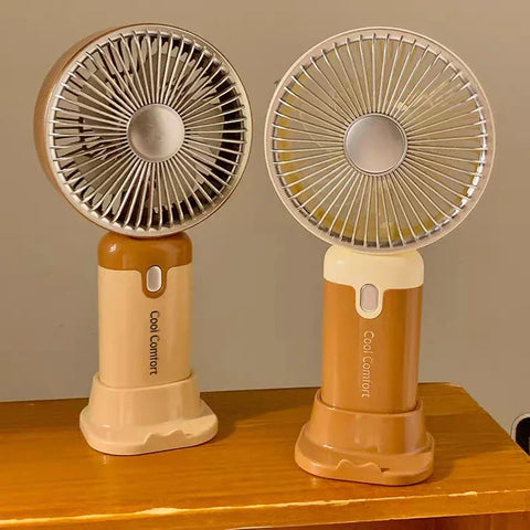''Portable Rechargeable Fan - USB Handheld & Desktop with Phone Stand