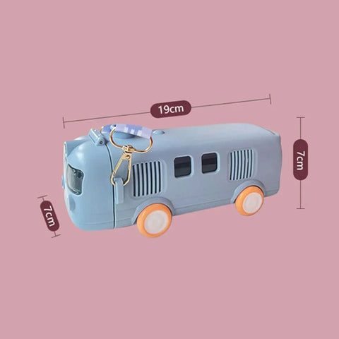 'Bus Shape Unique Water Bottle With Straw - 600 ML