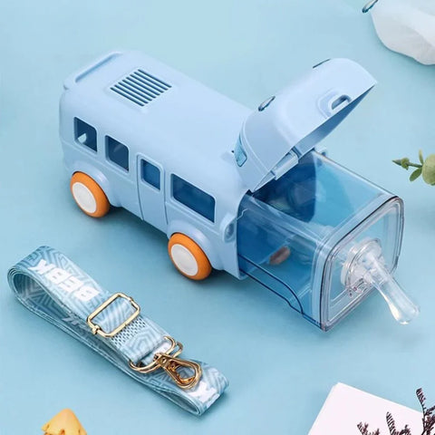 'Bus Shape Unique Water Bottle With Straw - 600 ML