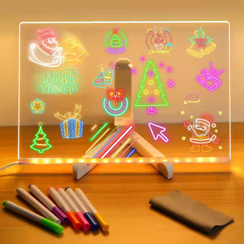 Acrylic LED Board With Colorful Night Light & 7 Neon Pens