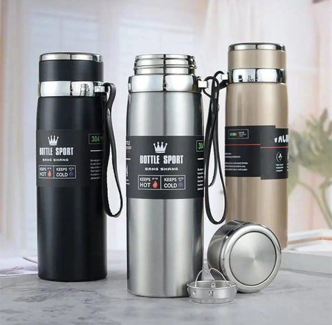 'Insulated Water Bottle, 1 Litre Stainless Steel Water Bottle for 12 Hours Hot & Cold