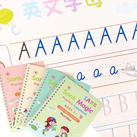 Magic Auto-Disappearing Hand Writing Books Set (Pack of 4) With 10 Gel Pens