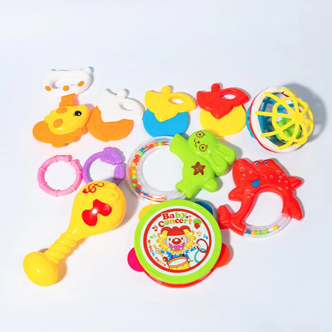 Colorful 12 Pieces Baby Rattles Set