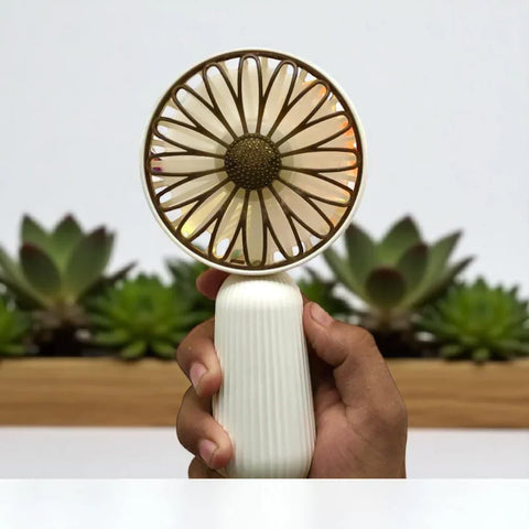 ''Sun Flower Chargeable Hand Fan With Led Light