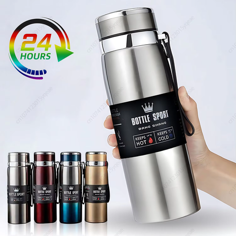 'Insulated Water Bottle, 1 Litre Stainless Steel Water Bottle for 12 Hours Hot & Cold